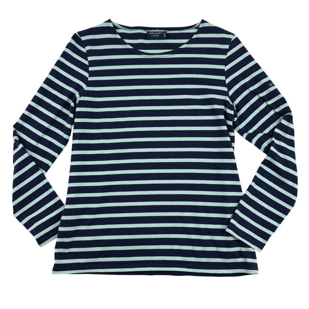 Saint James L'Atelier Breton Stripe Long Sleeve Knit Top Made in France Nautical